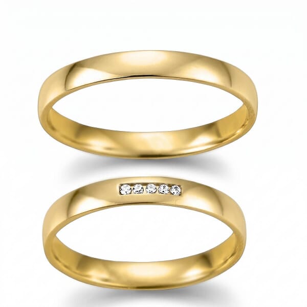 Gifteringer i gult gull 14 kt med diamanter - 282650